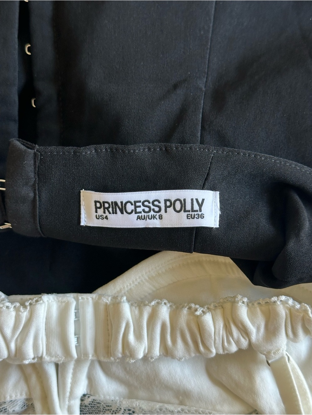 Princess Polly Renaissance Corset Lace Top Black / White Sz 4 - Picture 4 of 4